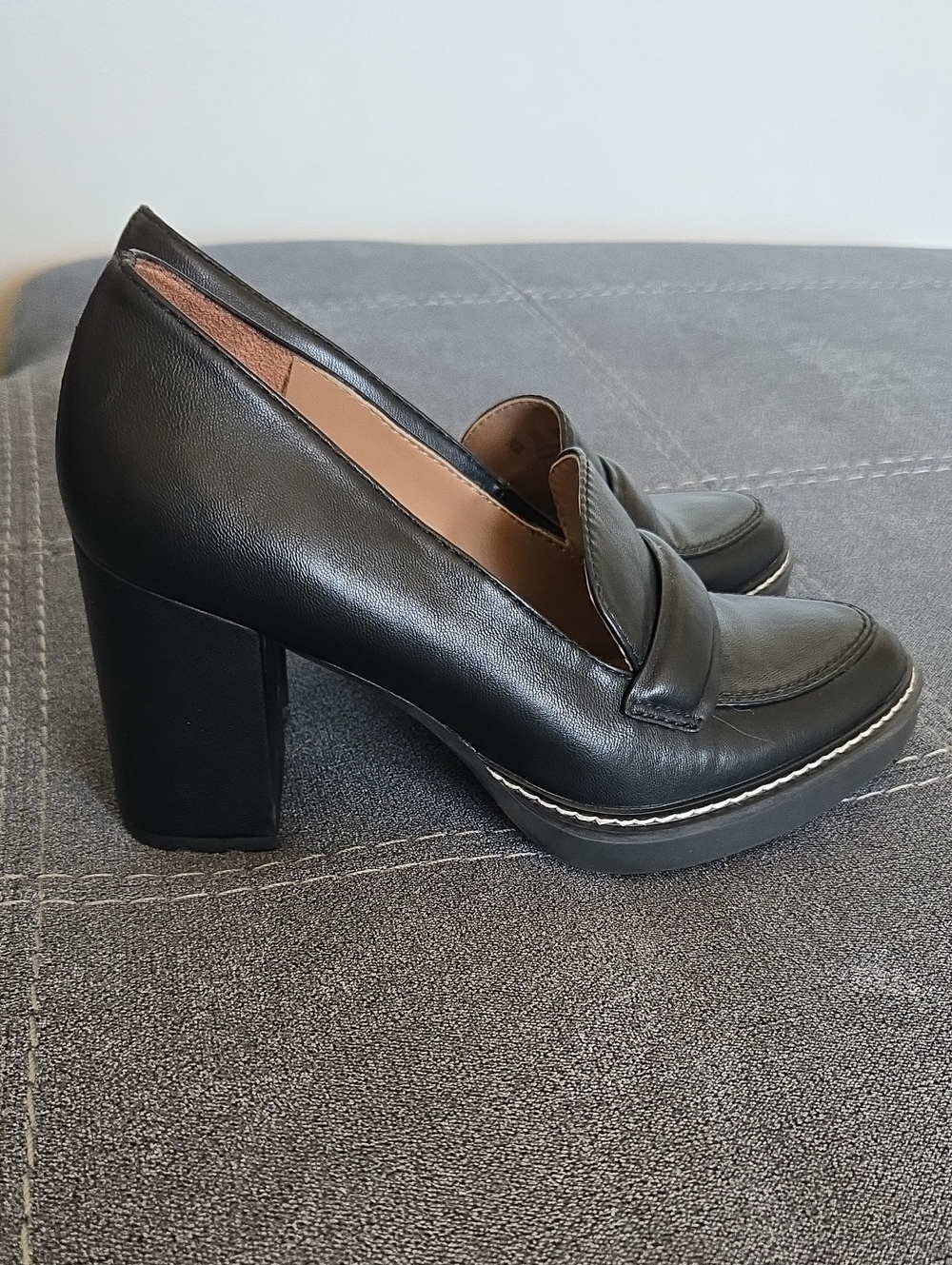 Naturalizer Adiline Platform Black Chunky Heel Loafer Pumps